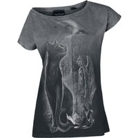 Alchemy England T-Shirt - Cat Moon - S bis XXL - für Damen - Größe M - grau/schwarz von Alchemy England