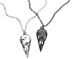 Alchemy Gothic Coeur Crane Necklace Frauen Halskette schwarz/silberfarben von Alchemy Gothic