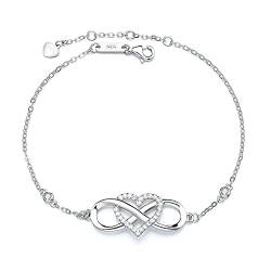Aleasha 925 Sterling Silber Unendlichkeitszeichen Armband Damen Schmuck Ewige Liebe Armband Valentinstag Geburtstagsgeschenk von Aleasha