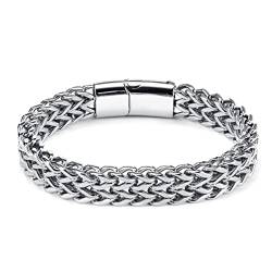 Aleasha Kubanische Armband Herren 316L Edelstahl Kubanische Kette Armband Silber Hip Hop Armband Schmuck Vatertag von Aleasha