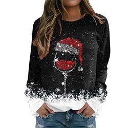 Alecony Damen Pullover Weihnachten Sweatshirt Weihnachtspullover Herbst Winter Langarmshirt Oberteile Bluse Tops Langarm Rundhals Pullis Weihnachtspulli Sport Oberteil Sweatshirts Kapuzenpullover von Alecony