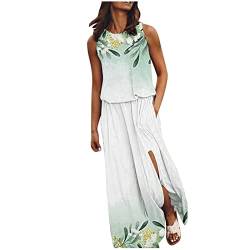 Alecony Maxikleider Damen Sommerkleid Ärmellos Maxikleid Strandkleid Freizeitkleid Sommer Maxi Shirtkleid Lang mit Schlitz Boho Kleider Lässiges Lockeres Langes Kleider mit Taschen Abendkleider von Alecony