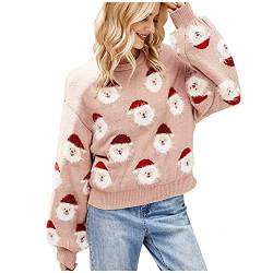 Alecony Weihnachtspullover Damen Pullover Weihnachten Strickpullover Herbst Winter Warm Christmas Sweater Strick Pulli Klassischer Retro Sweatshirt Weihnachtspulli Strickkleid Oberteil Bluse Tops von Alecony