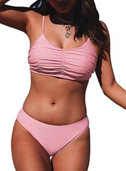 Aleumdr Damen Bikini Push up Bikini Set Einfarbig Zweiteiliger Badeanzug A-10 M von Aleumdr