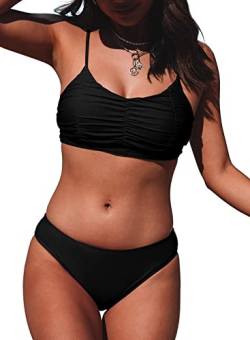 Aleumdr Damen Bikini Push up Bikini Set Einfarbig Zweiteiliger Badeanzug A-2 M von Aleumdr