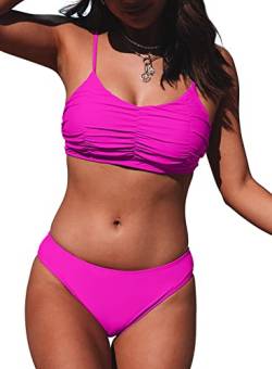 Aleumdr Damen Bikini Push up Bikini Set Einfarbig Zweiteiliger Badeanzug A-6 L von Aleumdr