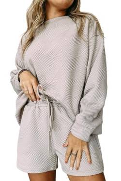 Aleumdr Damen Hausanzug Loungewear Damen Set Zweiteiler Freizeitanzug Pyjamaset Trainingsanzug Grau Größe M von Aleumdr