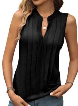 Aleumdr Damen Sommer Tank Tops Elegant Blusen Damen Sexy Ärmelloses Shirts Elegante Oberteile T-Shirt Schwarz Größe XX-Large von Aleumdr