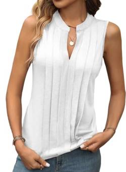 Aleumdr Damen Tank Tops Spitze V-Ausschnitt Oberteile Sommer Elegant Lässige Fließende Shirts Sexy Chiffon Weiß Groß von Aleumdr