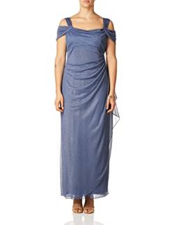 Alex Damen Langes Schulterfreies glitzerndem Netzstoff (zierlich und normal) Kleid fr besondere Anlsse, Dusty Blue Glitter, 38 von Alex