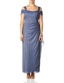 Alex Damen Long Cold Shoulder Dress (Petite and Regular Sizes) Kleid fr besondere Anlsse, Dusty Blue Glitter, 44 von Alex