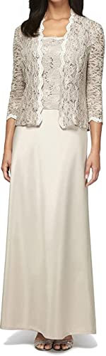 Alex Damen Long Mock Jacket Dress With Satin Skirt Kleid fr besondere Anlsse, Taupe, 46 EU von Alex