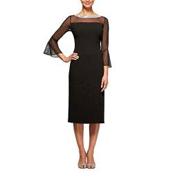 Alex Damen Long Sheath Dress Illusion Neckline (Delicate and Normal) Kleid für besondere Anlässe, Schwarz, 38 EU von Alex