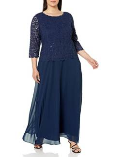 Alex Damen Plus Size Long Tea-length Lace Mock Dress Kleid fr besondere Anlsse, Navy, 50 EU von Alex