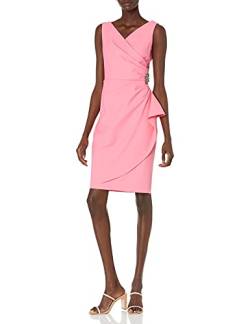 Alex Damen Slimming Short Ruched Dress With Ruffle (Petite And Regular) Kleid f r besondere Anl sse, Pink (Guava), 38 EU von Alex