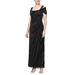 Alex Evenings Damen Cold-Shoulder Dress (Petite and Regular) Kleid für besondere Anlässe, Schwarz Glitter, 40 Zierlich von Alex