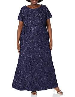 Alex Evenings Damen Langes Rosettenkleid aus Spitze mit Flügelärmeln Kleid für besondere Anlässe, Marineblau, 14 von Alex