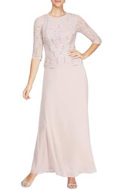 Alex Evenings Damen Langes Spitzenkleid mit vollem Rock (zierliche Normale Größen) Kleid für besondere Anlässe, Rosa-Shell Pink, 14 von Alex