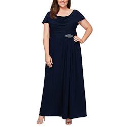 Alex Evenings Damen Langes Wasserfallausschnitt, A-Linie Kleid für besondere Anlässe, Navy, 44 von Alex