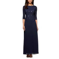 Alex Evenings Damen Mieder mit 3/4-Ärmeln, Stretch, Spitze Kleid für besondere Anlässe, Marineblau, 44 von Alex