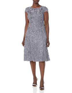 Alex Evenings Damen Tea Length Dress with Rosette Detail Kleid für besondere Anlässe, Dove, 36 von Alex