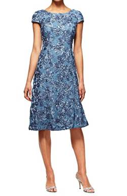 Alex Evenings Damen Tea Length Dress with Rosette Detail and Regular Kleid fr besondere Anlsse, Perwinkle Petite, 40 Zierlich von Alex