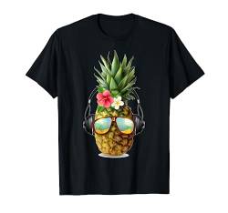 DJ-Ananas mit Kopfhörern und Sonnenbrillen T-Shirt von Alexamerch Ananas