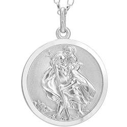 Alexander Castle 925 Sterling Silber Heiliger Christophorus Anhänger Halskette - 22mm St Christopher mit 18" Sterling Silber Kette & Schmuck Geschenk-Box von Alexander Castle