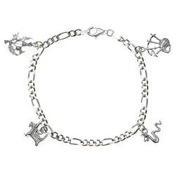 Alexander Castle Charm-Armband aus Sterlingsilber, schottisches Design, mit Nessie, Disteln, Dudelsack und Scottish-Hund von Alexander Castle