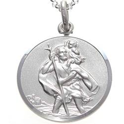 Alexander Castle Herren groß schwere 925 Sterling Silber Heiliger Christophorus Anhänger Halskette - 27mm St Christopher mit 20" Sterling Silber Kette & Schmuck Geschenk-Box von Alexander Castle