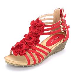 Alexis Leroy Flores – Gladiator-Sandalen für Damen, Rot - rot - Größe: 35.5/36 EU von Alexis Leroy