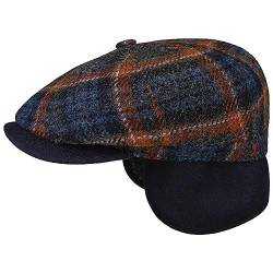 Alfonso D’Este Kyoto Flatcap mit Ohrenklappen Schirmmütze Ballonmütze Herren - Made in Italy Schirm, Ohrenklappen, Futter Herbst-Winter - M (56-57 cm) dunkelblau von Alfonso D’Este