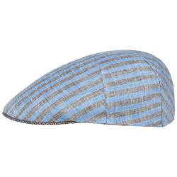 Alfonso D’Este Twotone Stripes Flatcap Schirmmütze Schiebermütze Leinencap Herren - Made in Italy mit Schirm Frühling-Sommer - L (58-59 cm) blau von Alfonso D'Este