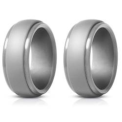 Aliaga Beliebte Männer Silikon Ringe 8mm Silikon Hochzeit Ring Für Frauen Outdoor Umwelt Sportring Grau X2 14, Silikon von Aliaga