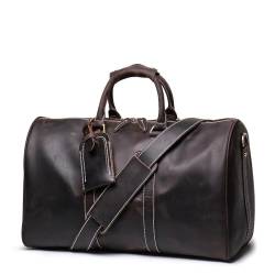 Echtes Leder Männer Reisetasche Rindsleder Gepäck Taschen Umhängetasche Wochenende Tasche Übernachtung Gym Sport Carry On Duffel Bag, Kaffee, Classic von Alice Fan