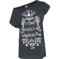 Alice im Wunderland - Disney T-Shirt - I Find Myself In Wonderland - S bis 5XL - für Damen - Größe 4XL - grau meliert  - Lizenzierter Fanartikel von Alice im Wunderland