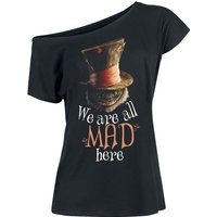 Alice im Wunderland - Disney T-Shirt - We Are All Mad Here - S bis 3XL - für Damen - Größe L - schwarz  - Lizenzierter Fanartikel von Alice im Wunderland