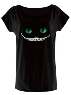 Alice in Wonderland Smile Damen Loose-Shirt schwarz, Größe:S von Alice in Wonderland