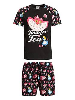 Alice in Wonderland Tea Damen Pyjama schwarz Allover, Größe:M von Alice in Wonderland