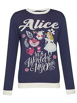 Alice in Wonderland Teaparty Damen Strickpullover blau, Größe:M von Alice in Wonderland