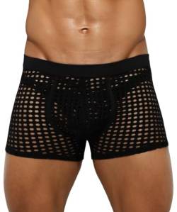 Alienjoy Herren Mesh Boxer Slips Sexy Low Rise Stretch Boxershorts Unterwäsche Atmungsaktive Trunks für Männer von Alienjoy