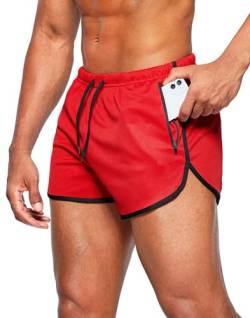 Alienjoy Herren Shorts Sport Hosen Laufshorts 3 Inch Sommer Trainingshose Fitness Outdoor Sporthose Athletic Jogging Shorts mit Reißverschluss Taschen von Alienjoy