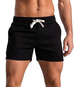 Alienjoy Herren Sport Shorts Sommer Baumwolle 5 Zoll Gym Training Laufshorts Casual Tunnelzug Shorts mit Taschen von Alienjoy