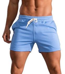 Alienjoy Herren Sport Shorts Sommer Baumwolle 5 Zoll Gym Training Laufshorts Casual Tunnelzug Shorts mit Taschen von Alienjoy