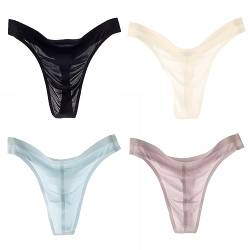 Alienjoy Herren String Tanga Sexy Unterwäsche Männer Low Rise G-String Ice Silk Slips Glatt Nahtlos Durchsichtig Thong Unterhosen von Alienjoy