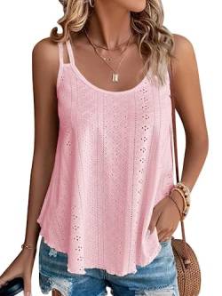 Damen Tank Tops Eyelet Ärmellose Spaghetti Strap Tops Sexy Loose Fit Casual Sommer Flowy Shirts Bluse von Alienjoy