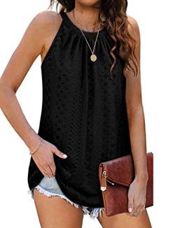 Frauen Tank Top Loose Fit Ärmellose Halter Tops Casual Plissee Öse Sommer Flowy Cami Shirts Bluse von Alienjoy