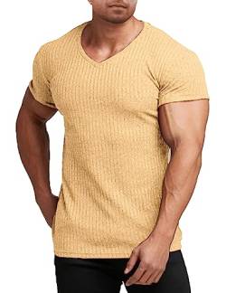 T Shirt Herren für Sports & Outdoor Sportshirt Männer Muskel Top Kurzarm V-Ausschnitt Dehnbar Bodybuilding Activewear & Gym Shirt für Herren von Alienjoy