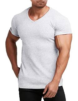 T Shirt Herren für Sports & Outdoor Sportshirt Männer Muskel Top Kurzarm V-Ausschnitt Dehnbar Bodybuilding Activewear & Gym Shirt für Herren von Alienjoy