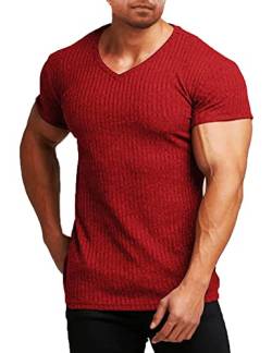 T Shirt Herren für Sports & Outdoor Sportshirt Männer Muskel Top Kurzarm V-Ausschnitt Dehnbar Bodybuilding Activewear & Gym Shirt für Herren von Alienjoy